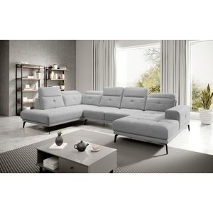 Coltar stanga 6 locuri ELTAP, LT-04SO, Bretan, 350x205x107 cm, lemn/poliester, gri deschis imagine