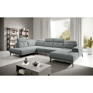 Coltar stanga 6 locuri ELTAP, LT-04VER, Bretan, 350x205x107 cm, lemn/poliester, gri deschis imagine