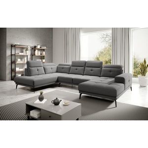 Coltar stanga 6 locuri ELTAP, LT-05GO, Bretan, 350x205x107 cm, lemn/poliester, gri imagine
