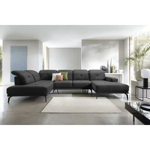 Coltar stanga 6 locuri ELTAP, LT-06LO, Bretan, 350x205x107 cm, lemn/poliester, gri inchis imagine
