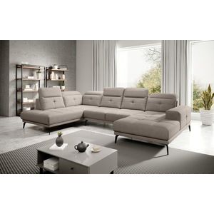 Coltar stanga 6 locuri ELTAP, LT-07PO, Bretan, 350x205x107 cm, lemn/poliester, gri imagine