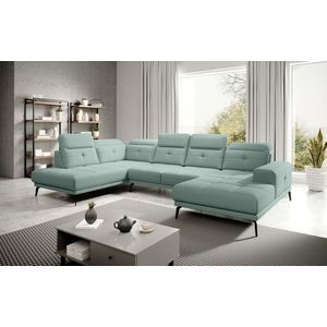 Coltar stanga 6 locuri ELTAP, LT-100PO, Bretan, 350x205x107 cm, lemn/poliester, turcoaz imagine
