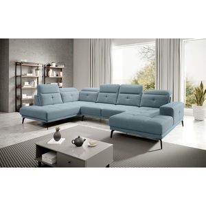 Coltar stanga 6 locuri ELTAP, LT-100SAV, Bretan, 350x205x107 cm, lemn/poliester, albastru deschis imagine