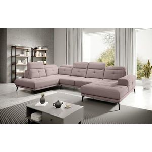 Coltar stanga 6 locuri ELTAP, LT-101GO, Bretan, 350x205x107 cm, lemn/poliester, roz deschis imagine