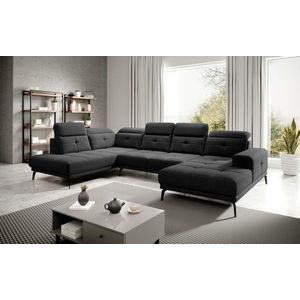 Coltar stanga 6 locuri ELTAP, LT-10FL, Bretan, 350x205x107 cm, lemn/poliester, negru imagine