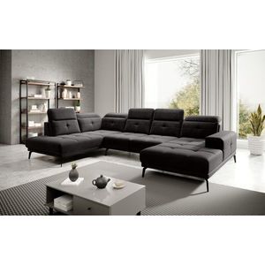 Coltar stanga 6 locuri ELTAP, LT-10LU, Bretan, 350x205x107 cm, lemn/poliester, negru imagine
