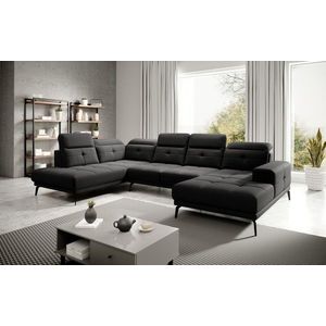 Coltar stanga 6 locuri ELTAP, LT-10VER, Bretan, 350x205x107 cm, lemn/poliester, negru imagine