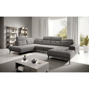 Coltar stanga 6 locuri ELTAP, LT-130MAR, Bretan, 350x205x107 cm, lemn/poliester, gri imagine