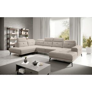 Coltar stanga 6 locuri ELTAP, LT-18SO, Bretan, 350x205x107 cm, lemn/poliester, bej deschis imagine