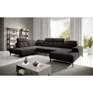 Coltar stanga 6 locuri ELTAP, LT-22FL, Bretan, 350x205x107 cm, lemn/poliester, maro inchis imagine