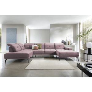 Coltar stanga 6 locuri ELTAP, LT-24LO, Bretan, 350x205x107 cm, lemn/poliester, roz imagine