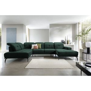 Coltar stanga 6 locuri ELTAP, LT-35LO, Bretan, 350x205x107 cm, lemn/poliester, verde inchis imagine