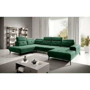 Coltar stanga 6 locuri ELTAP, LT-35LU, Bretan, 350x205x107 cm, lemn/poliester, verde inchis imagine