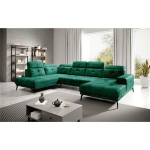Coltar stanga 6 locuri ELTAP, LT-35NU, Bretan, 350x205x107 cm, lemn/poliester, verde inchis imagine