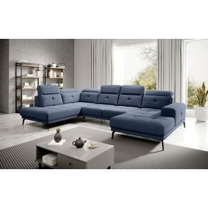 Coltar stanga 6 locuri ELTAP, LT-40GO, Bretan, 350x205x107 cm, lemn/poliester, albastru imagine