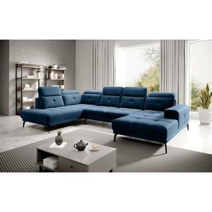 Coltar stanga 6 locuri ELTAP, LT-40LU, Bretan, 350x205x107 cm, lemn/poliester, albastru inchis imagine