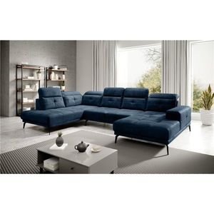 Coltar stanga 6 locuri ELTAP, LT-40NU, Bretan, 350x205x107 cm, lemn/poliester, albastru inchis imagine