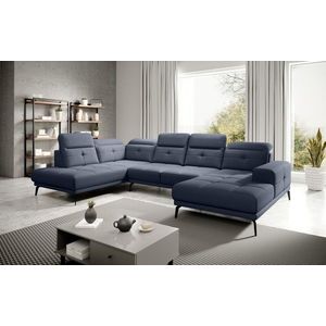 Coltar stanga 6 locuri ELTAP, LT-40PO, Bretan, 350x205x107 cm, lemn/poliester, albastru imagine