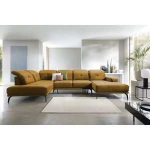 Coltar stanga 6 locuri ELTAP, LT-45LO, Bretan, 350x205x107 cm, lemn/poliester, mustar imagine
