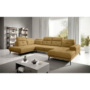 Coltar stanga 6 locuri ELTAP, LT-45NU, Bretan, 350x205x107 cm, lemn/poliester, mustar imagine