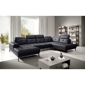 Coltar dreapta 6 locuri ELTAP, RT-11SOF, Bretan, 350x205x107 cm, lemn/poliester, negru imagine