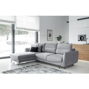 Coltar extensibil stanga 3 locuri ELTAP, LT-03NU, Silva, 276x201x100 cm, lemn/poliester, gri deschis imagine