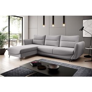 Coltar extensibil stanga 3 locuri ELTAP, LT-04GO, Silva, 276x201x100 cm, lemn/poliester, gri deschis imagine
