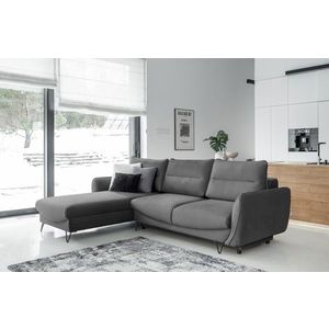 Coltar extensibil stanga 3 locuri ELTAP, LT-04NU, Silva, 276x201x100 cm, lemn/poliester, gri inchis imagine