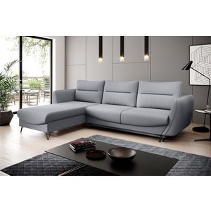 Coltar extensibil stanga 3 locuri ELTAP, LT-04PO, Silva, 276x201x100 cm, lemn/poliester, gri deschis imagine