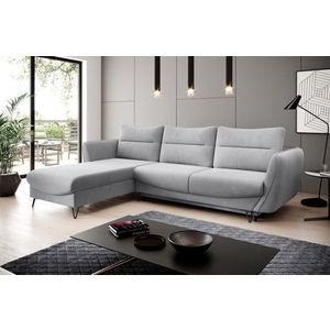 Coltar extensibil stanga 3 locuri ELTAP, LT-04SO, Silva, 276x201x100 cm, lemn/poliester, gri deschis imagine