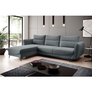 Coltar extensibil stanga 3 locuri ELTAP, LT-04VE, Silva, 276x201x100 cm, lemn/poliester, gri deschis imagine