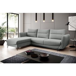 Coltar extensibil stanga 3 locuri ELTAP, LT-04VER, Silva, 276x201x100 cm, lemn/poliester, gri deschis imagine