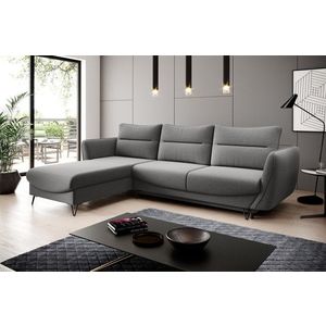 Coltar extensibil stanga 3 locuri ELTAP, LT-05GO, Silva, 276x201x100 cm, lemn/poliester, gri imagine