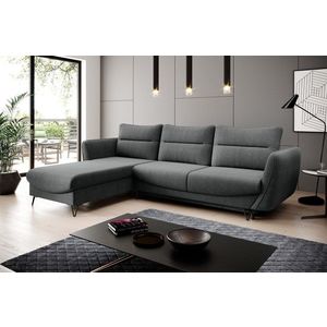 Coltar extensibil stanga 3 locuri ELTAP, LT-05VER, Silva, 276x201x100 cm, lemn/poliester, gri inchis imagine