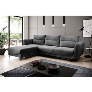 Coltar extensibil stanga 3 locuri ELTAP, LT-06LO, Silva, 276x201x100 cm, lemn/poliester, gri inchis imagine