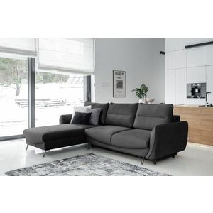 Coltar extensibil stanga 3 locuri ELTAP, LT-06NU, Silva, 276x201x100 cm, lemn/poliester, gri inchis imagine