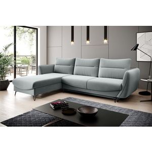 Coltar extensibil stanga 3 locuri ELTAP, LT-100SAV, Silva, 276x201x100 cm, lemn/poliester, gri deschis imagine