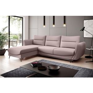 Coltar extensibil stanga 3 locuri ELTAP, LT-101GO, Silva, 276x201x100 cm, lemn/poliester, roz deschis imagine