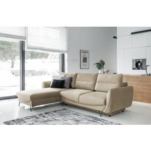 Coltar extensibil stanga 3 locuri ELTAP, LT-20NU, Silva, 276x201x100 cm, lemn/poliester, maro deschis imagine