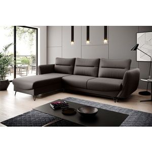 Coltar extensibil stanga 3 locuri ELTAP, LT-22FL, Silva, 276x201x100 cm, lemn/poliester, maro inchis imagine