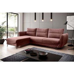 Coltar extensibil stanga 3 locuri ELTAP, LT-24LU, Silva, 276x201x100 cm, lemn/poliester, roz inchis imagine