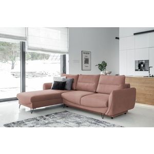 Coltar extensibil stanga 3 locuri ELTAP, LT-24NU, Silva, 276x201x100 cm, lemn/poliester, roz imagine