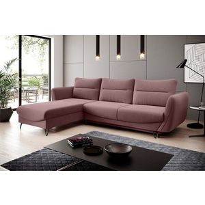 Coltar extensibil stanga 3 locuri ELTAP, LT-24VE, Silva, 276x201x100 cm, lemn/poliester, roz inchis imagine