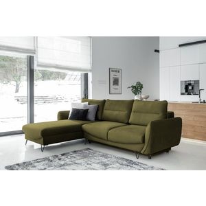 Coltar extensibil stanga 3 locuri ELTAP, LT-33NU, Silva, 276x201x100 cm, lemn/poliester, verde olive imagine