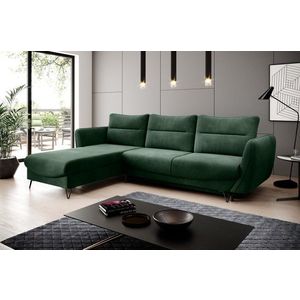 Coltar extensibil stanga 3 locuri ELTAP, LT-35LO, Silva, 276x201x100 cm, lemn/poliester, verde inchis imagine