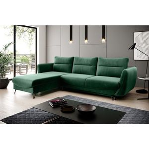 Coltar extensibil stanga 3 locuri ELTAP, LT-35LU, Silva, 276x201x100 cm, lemn/poliester, verde inchis imagine