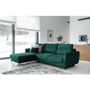 Coltar extensibil stanga 3 locuri ELTAP, LT-35NU, Silva, 276x201x100 cm, lemn/poliester, verde inchis imagine