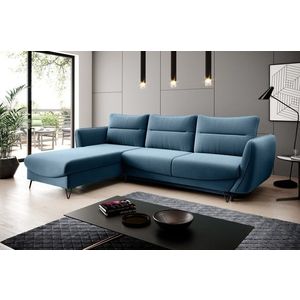 Coltar extensibil stanga 3 locuri ELTAP, LT-38SAV, Silva, 276x201x100 cm, lemn/poliester, albastru deschis imagine