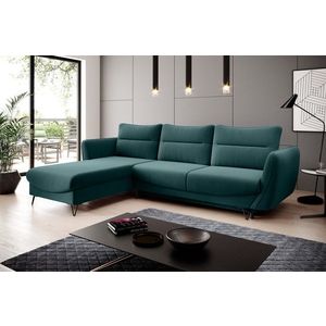 Coltar extensibil stanga 3 locuri ELTAP, LT-38VE, Silva, 276x201x100 cm, lemn/poliester, verde inchis imagine