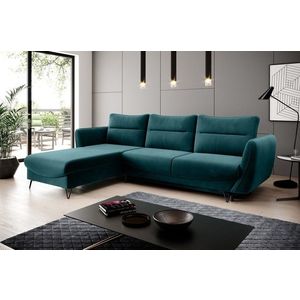 Coltar extensibil stanga 3 locuri ELTAP, LT-39LU, Silva, 276x201x100 cm, lemn/poliester, verde inchis imagine